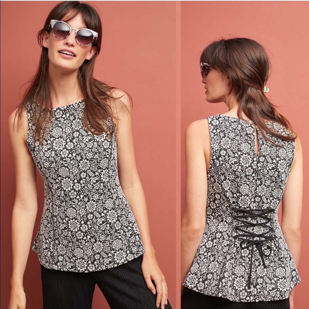 Anthropologie Vanessa Virginia Corseted Jacquard Tank Top